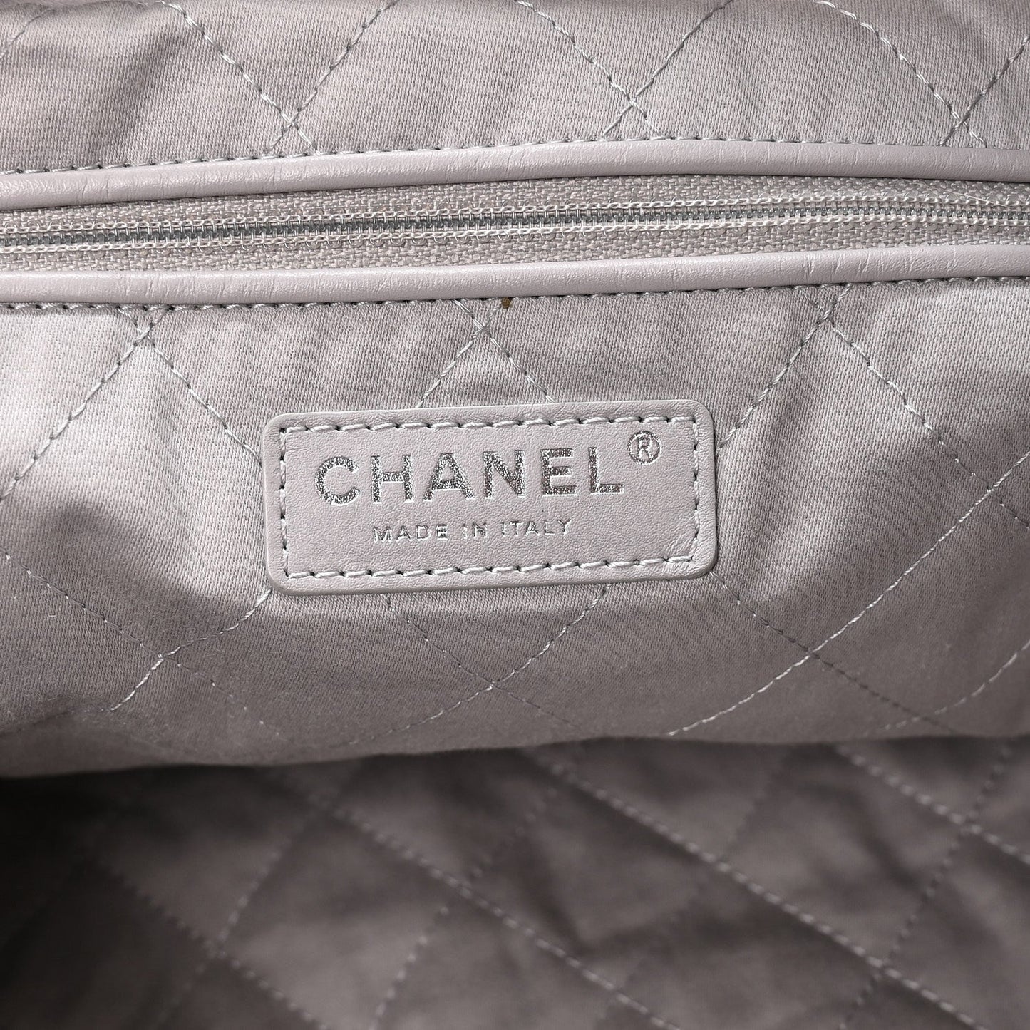 Shiny Calfskin Quilted Chanel 22 Grey