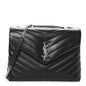 Calfskin Y Quilted Monogram Medium Loulou Chain Satchel Black
