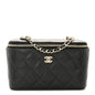 Caviar Quilted Small Vanity Case With Chain Black