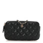 Caviar Quilted Small Clutch With Chain Black