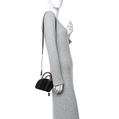 Suede Mini Bamboo Handle Bag Black