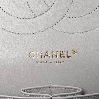 Caviar Quilted Jumbo Double Flap Grey