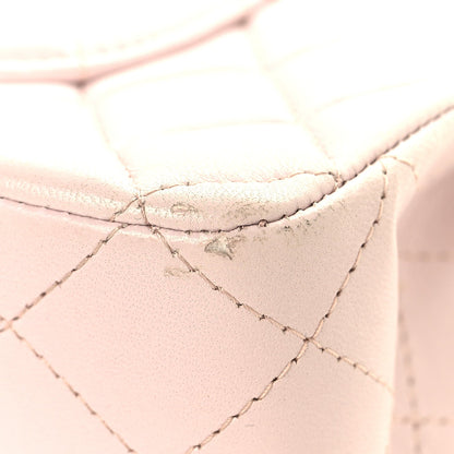 Lambskin Quilted Medium Double Flap Light Pink