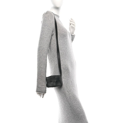 Lambskin Maxi Intrecciato Extra Mini Cassette Crossbody Bag Black