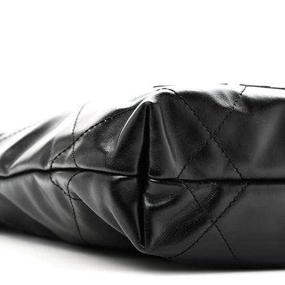 Shiny Calfskin Quilted Mini Chanel 22 So Black