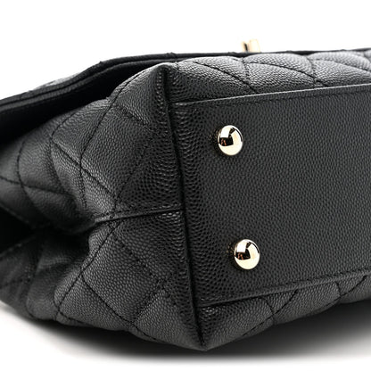Caviar Quilted Mini Coco Handle Flap Black
