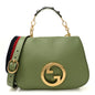 Roxy Calfskin Web Medium Blondie Top Handle Shoulder Flap Bag Salamander Green