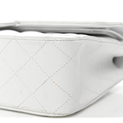 Caviar Quilted Medium Double Flap White