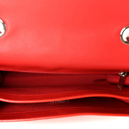 Grained Calfskin Quilted Large CC Box Flap Red
