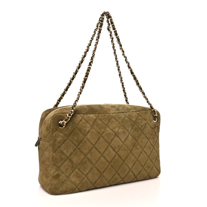 Suede Calfskin Quilted Camerissimo Camera Case Dark Khaki