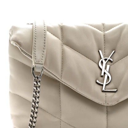 Lambskin Quilted Toy Loulou Puffer Monogram Chain Satchel Crema Soft