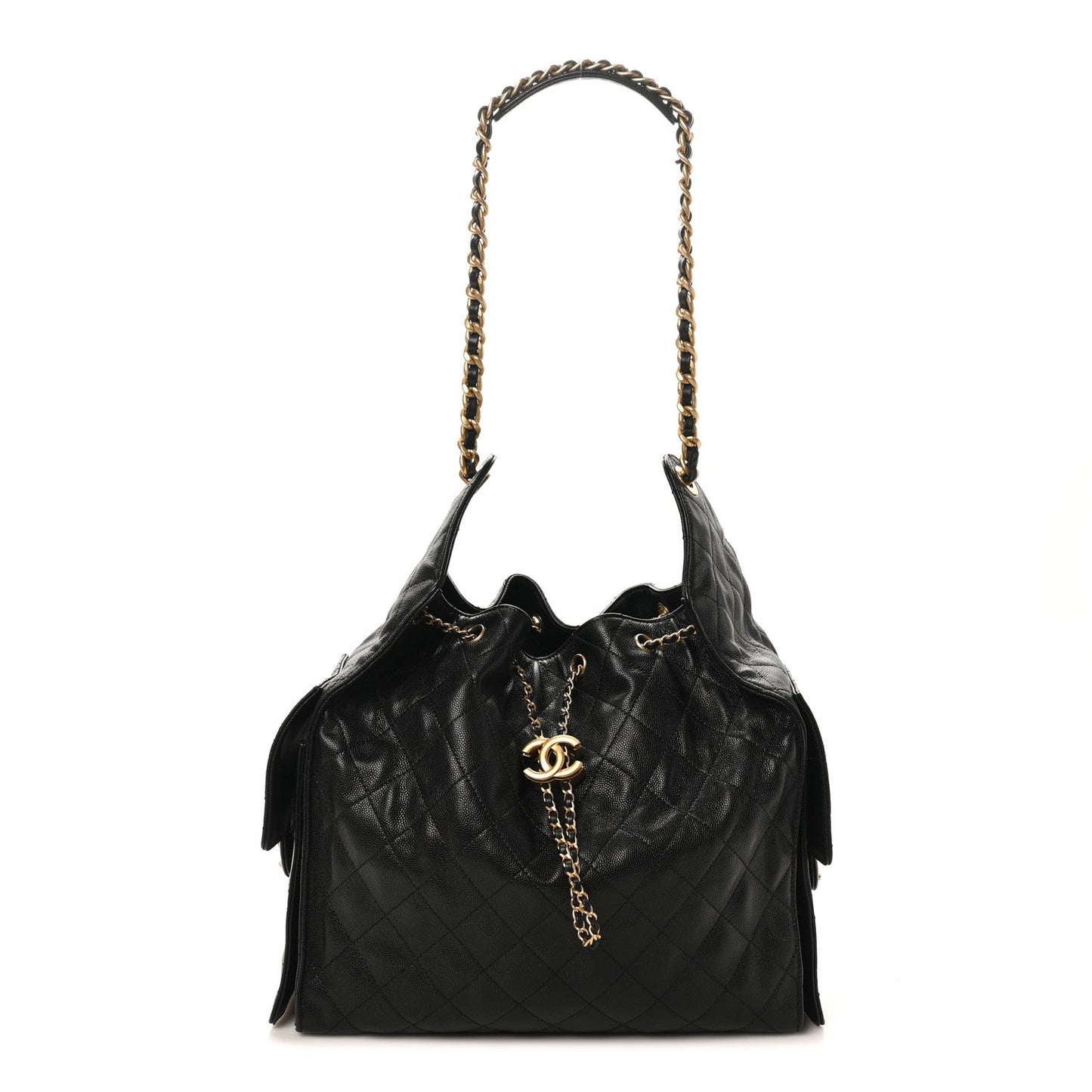 Caviar Quilted Medium Chanel 25 Handbag Black