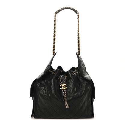 Caviar Quilted Medium Chanel 25 Handbag Black