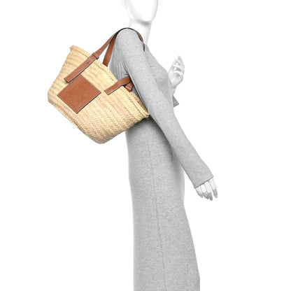 Raffia Basket Tote Bag Natural Tan