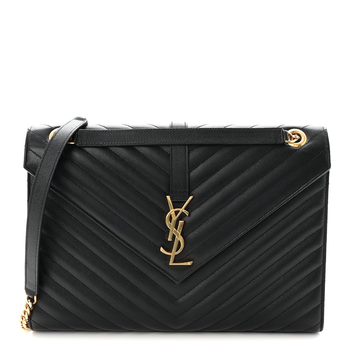 Grain De Poudre Matelasse Chevron Large Monogram Satchel Black