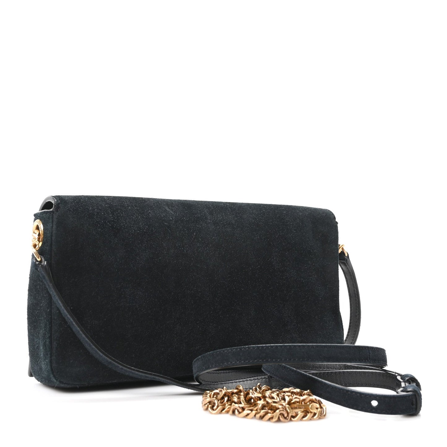 Suede Monogram Tassel Kate 99 Baguette Bag Black
