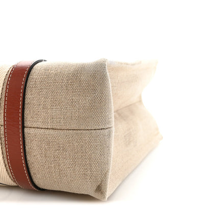 Cotton Calfskin Medium Woody Ribbon Tote White Brown