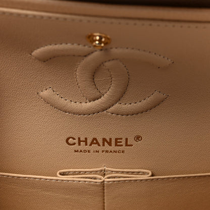 Caviar Quilted Small Double Flap Beige