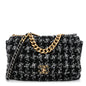Tweed Quilted Maxi Chanel 19 Flap Black Silver Ecru