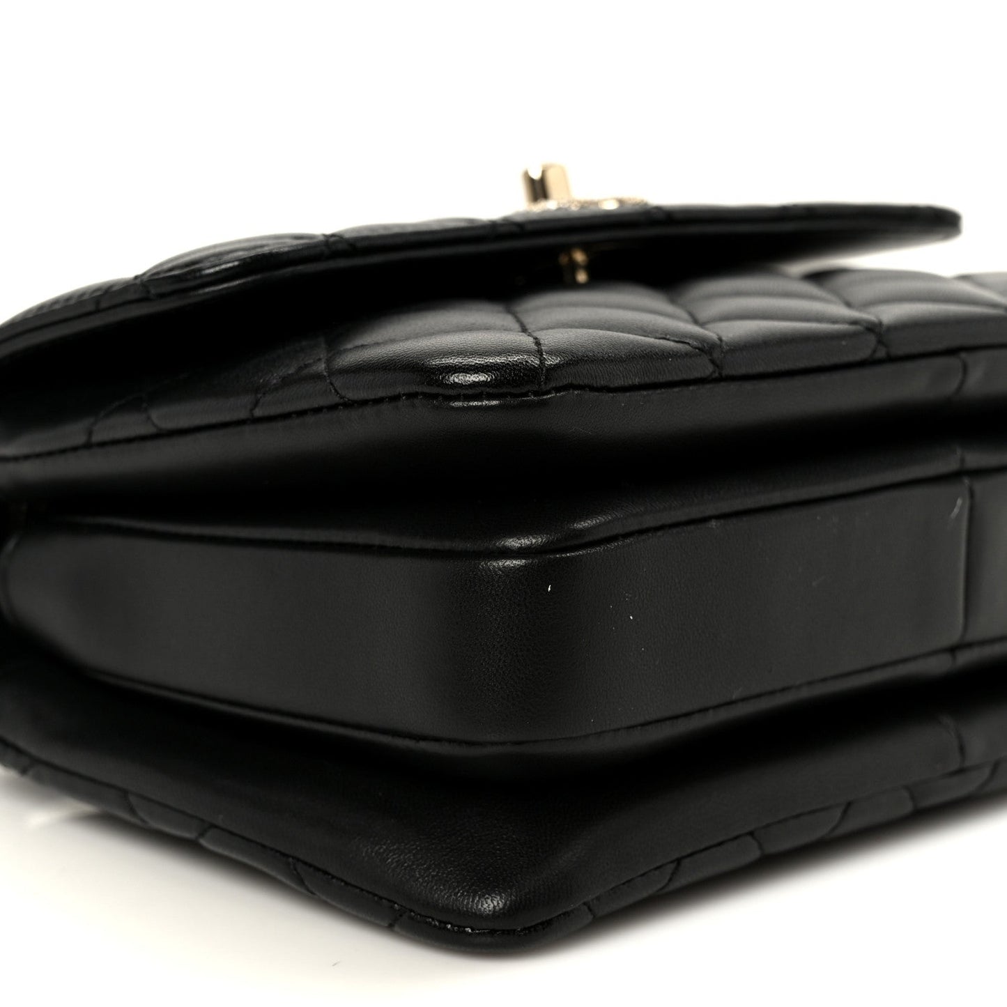 Lambskin Crystal Quilted Mini Trendy CC Dual Handle Flap Bag Black