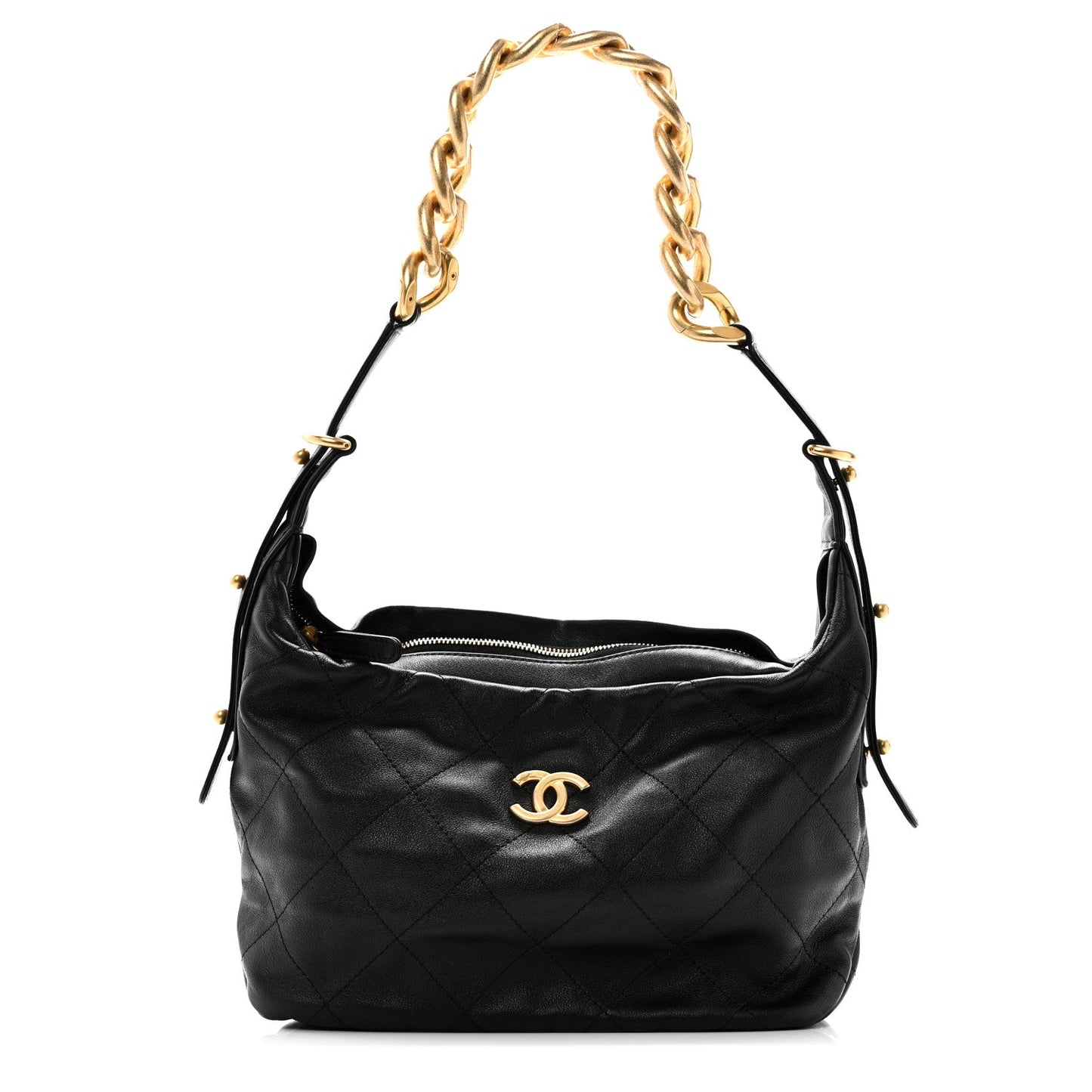 Calfskin Quilted Daily Hobo Black