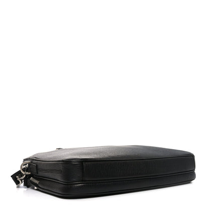 Calfskin Zip Around Briefcase Black