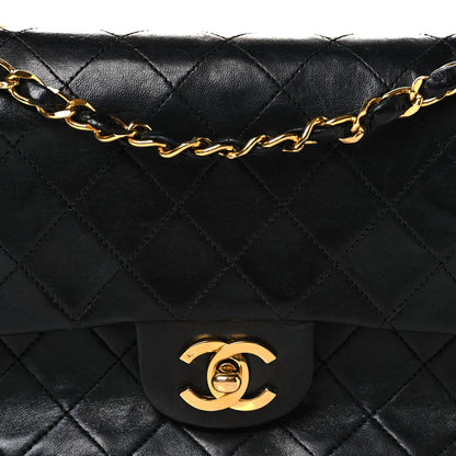 Lambskin Quilted Small Double Flap Black