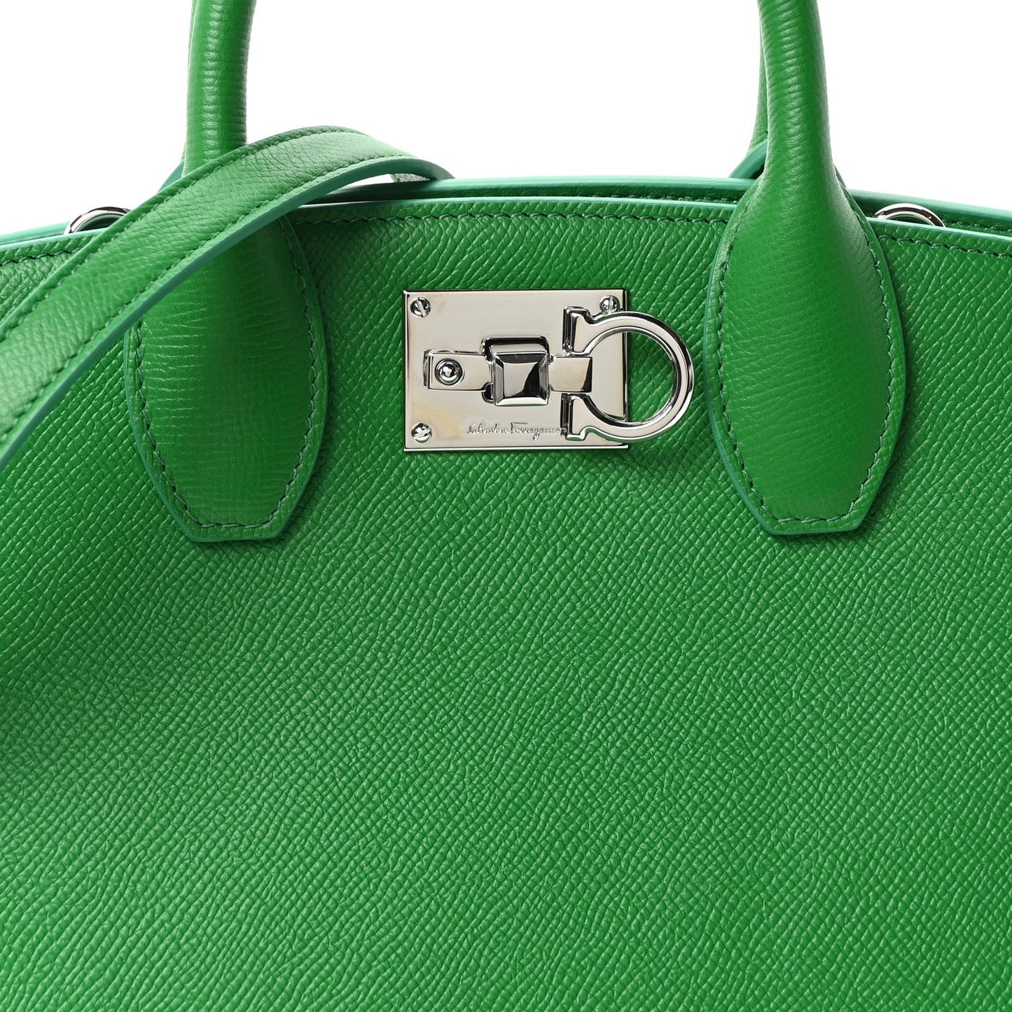Hammered Calfskin Small The Studio Box Bag Green