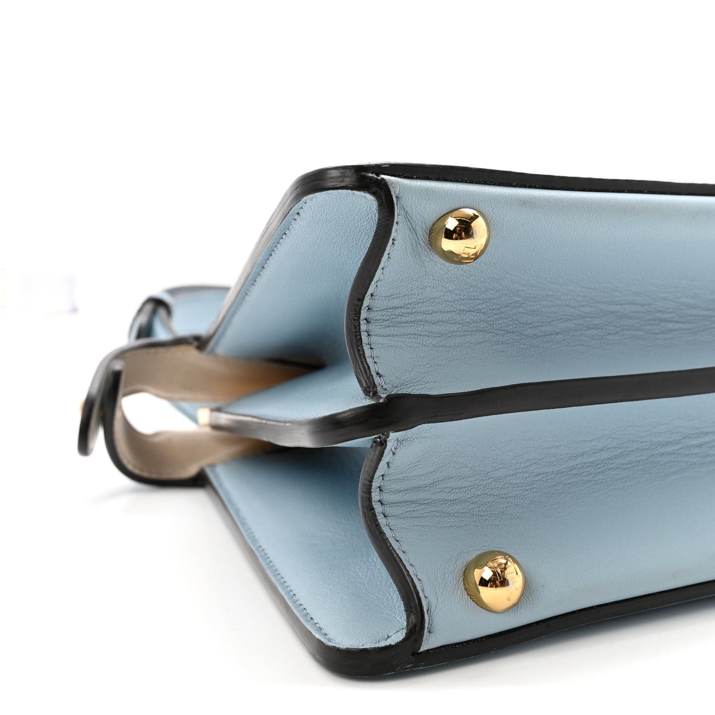 Vitello Seta Shiny Nappa Small Peekaboo I SEE U Satchel Azzurro Baby Camelia