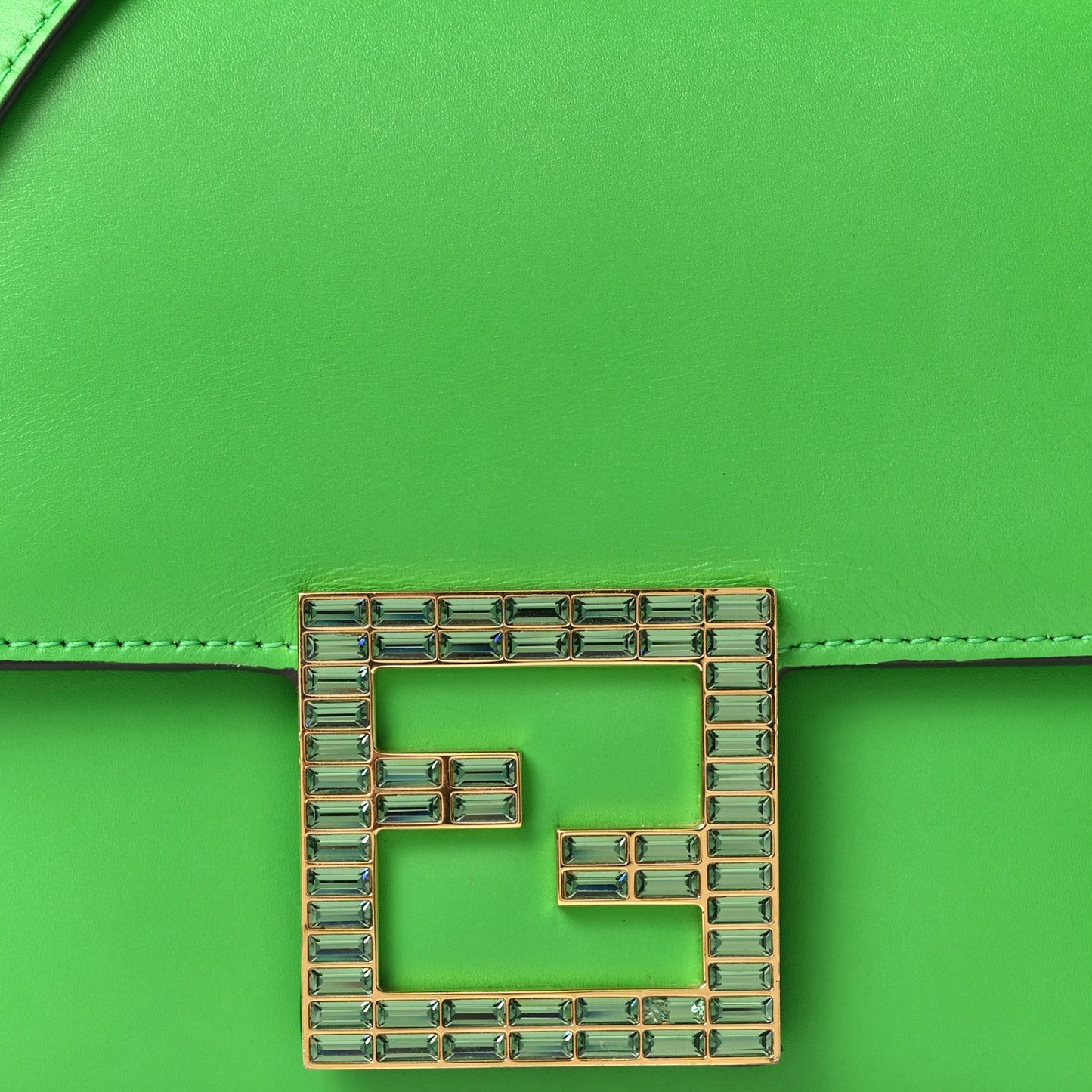 Vitello King Crystal Fab Crossbody Bag Tomatillo