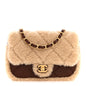 Shearling Lambskin Quilted Mini Furry Coco Flap Beige Dark Brown