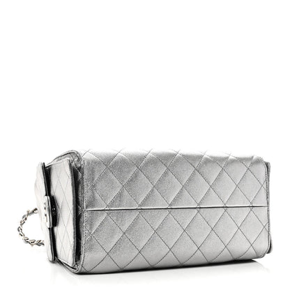 Metallic Caviar Quilted Small Chanel 25 Handbag Anthracite