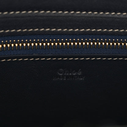 Felt Shiny Calfskin Medium Woody Ribbon Tote Obscure Navy