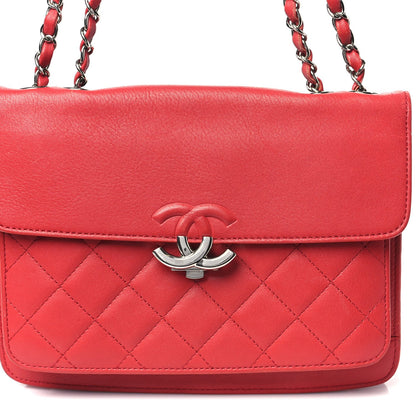 Caviar Quilted Small CC Box Top Flap Red