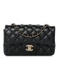 Lambskin Quilted Mini Rectangular Flap Black
