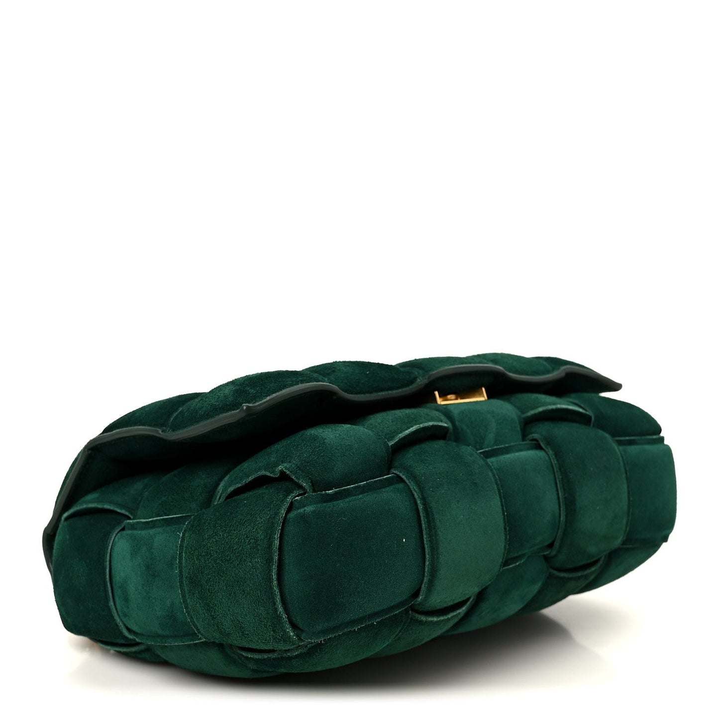 Suede Maxi Intrecciato Padded Chain Cassette Crossbody Bag Emerald Green