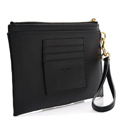 Grain De Poudre Chevron Monogram Large Bill Pouch Black