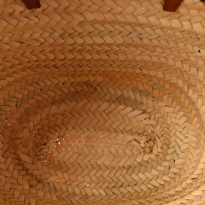 Raffia Calfskin Triomphe Teen Panier Tan