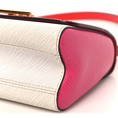 Epi Twist Shoulder Bag MM Coquelicot Hot Pink White