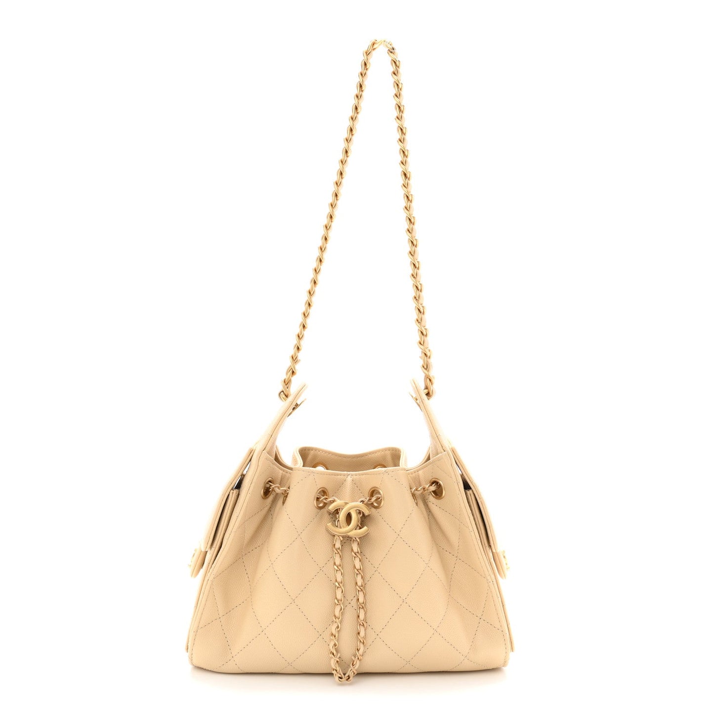 Caviar Quilted Mini Chanel 25 Handbag Beige