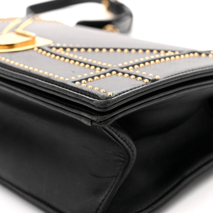 Lambskin Studded Medium Diorama Flap Bag Black