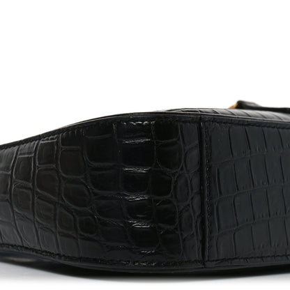 Calfskin Crocodile Embossed Le 5 A 7 Hobo Black