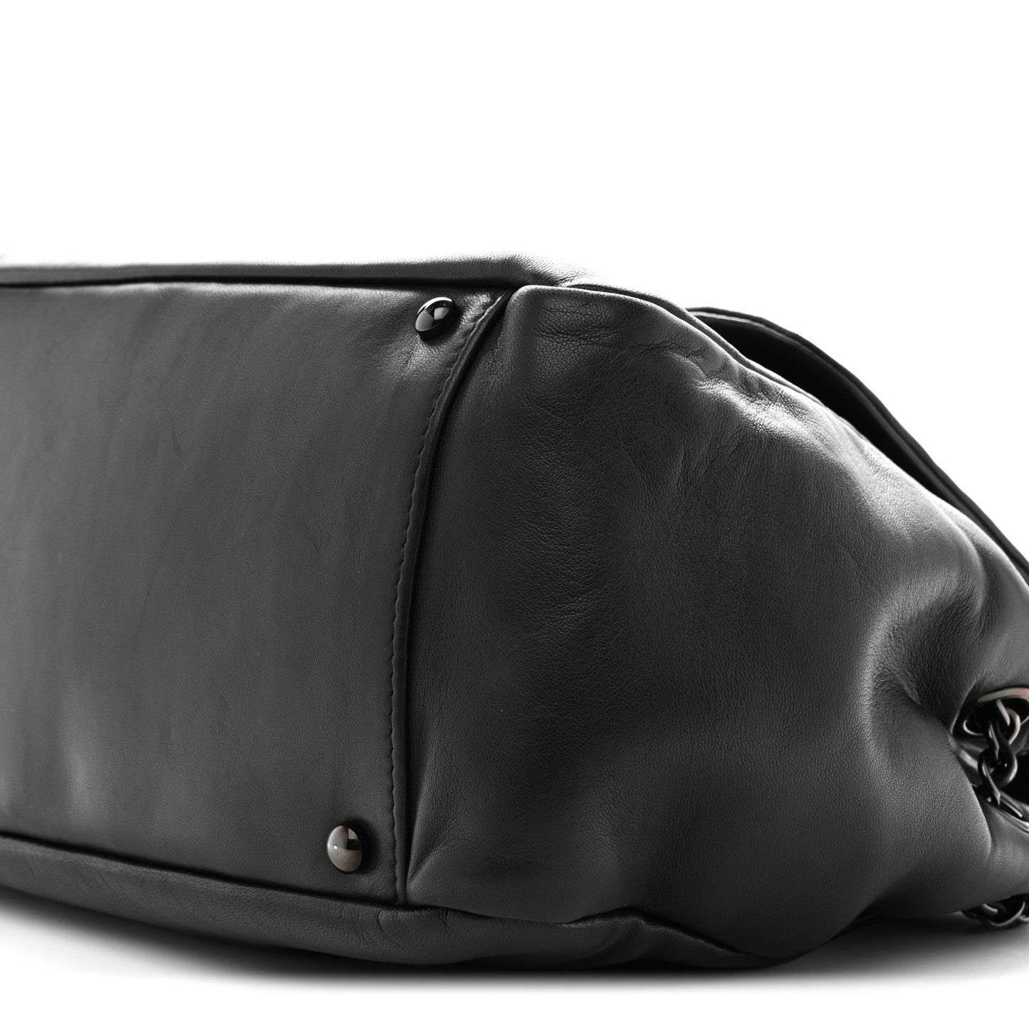 Lambskin Studded Accordion CC Flap Black