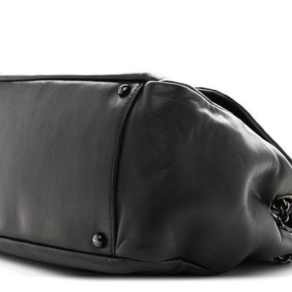 Lambskin Studded Accordion CC Flap Black