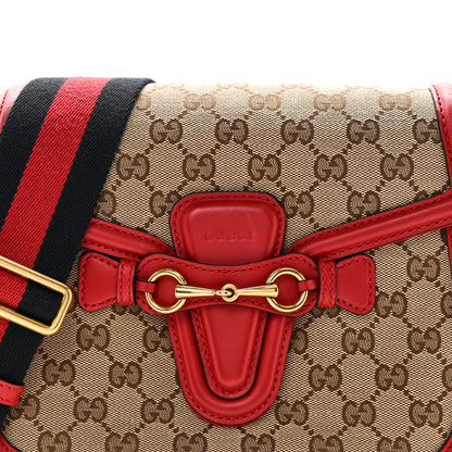 Monogram Ruinart Calfskin Medium Lady Web Shoulder Bag Beige Ebony Hibiscus Red
