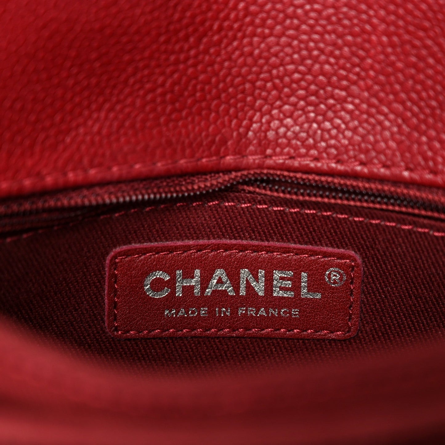 Caviar Quilted Flap With Chain Red