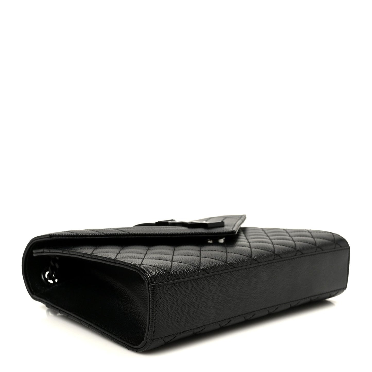 Grain De Poudre Textured Mixed Matelasse Triquilt Medium Monogram Monochrome Satchel Black