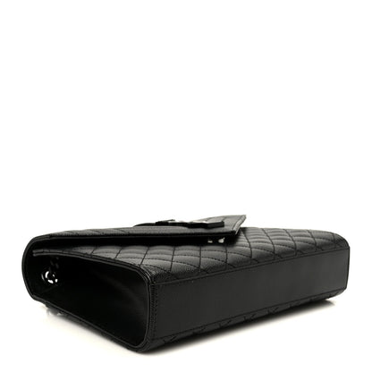 Grain De Poudre Textured Mixed Matelasse Triquilt Medium Monogram Monochrome Satchel Black