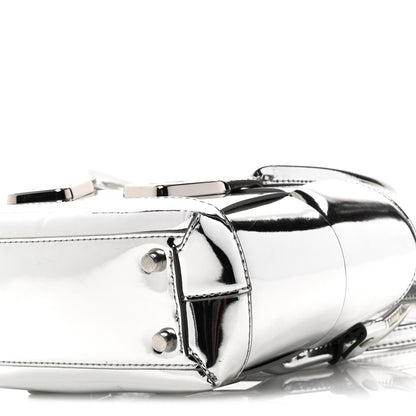 Mirror Laminated Nappa Maxi Intrecciato Mini Arco  Silver