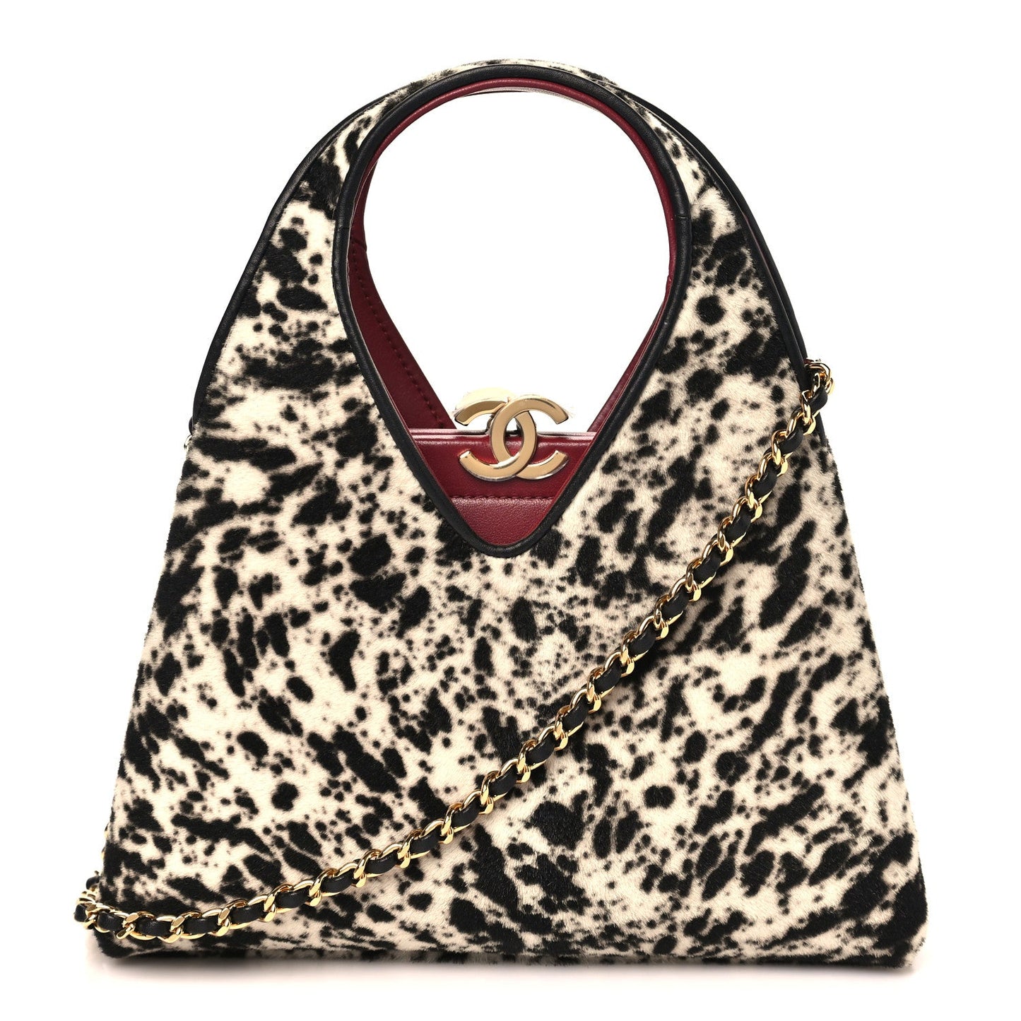 Pony Hair Printed Chic Lady Small Shopping Tote White Black